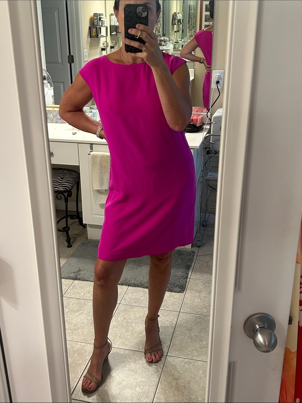 Cynthia Rowley Bright Fuchsia Cap-Sleeve Shift Dress